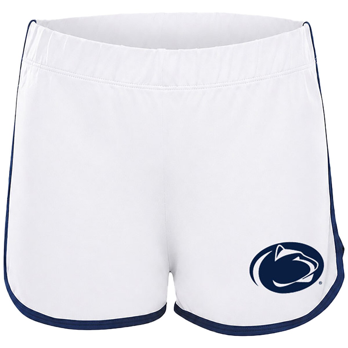 white women's old school minis shorts with Penn State Athletic Logo